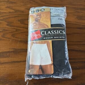 NOS Pack of 2 Vintage 2002 HANES Classics Mid-Rise Briefs Men's XL 40-42 Black